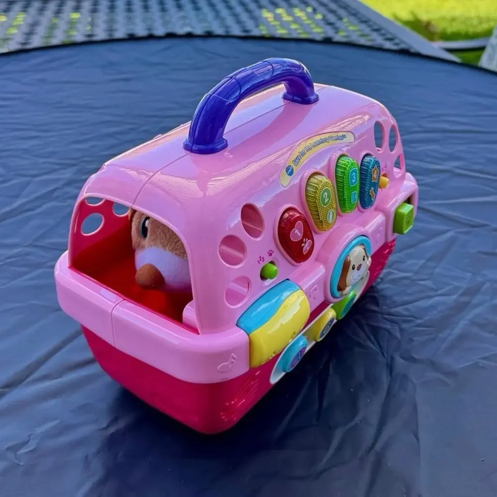 VTech Care for Me Learning Carrier Pink Interactive Pet Carrier Plush Puppy Toy